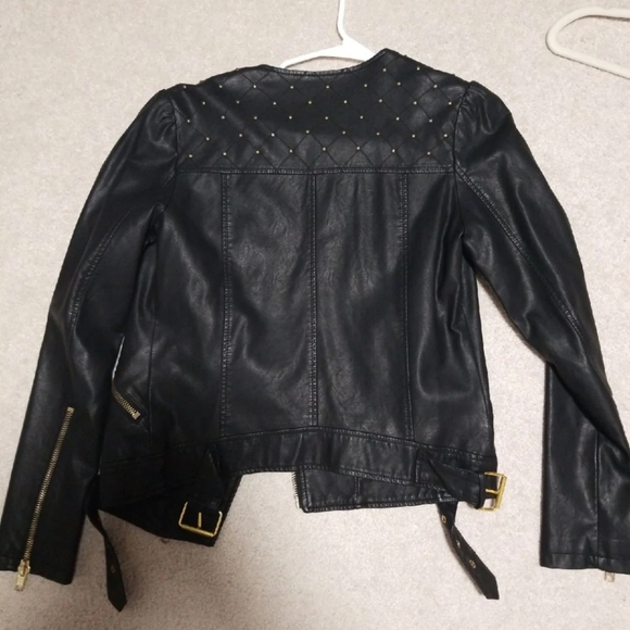 Faux Leather Quilted Studded Moto Jacket - Picture 2 of 3